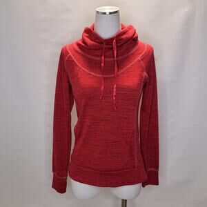 Kuhl Pullover Sweatshirt Womens Small Red Cowl Neck Thumbholes Pocket Hiking